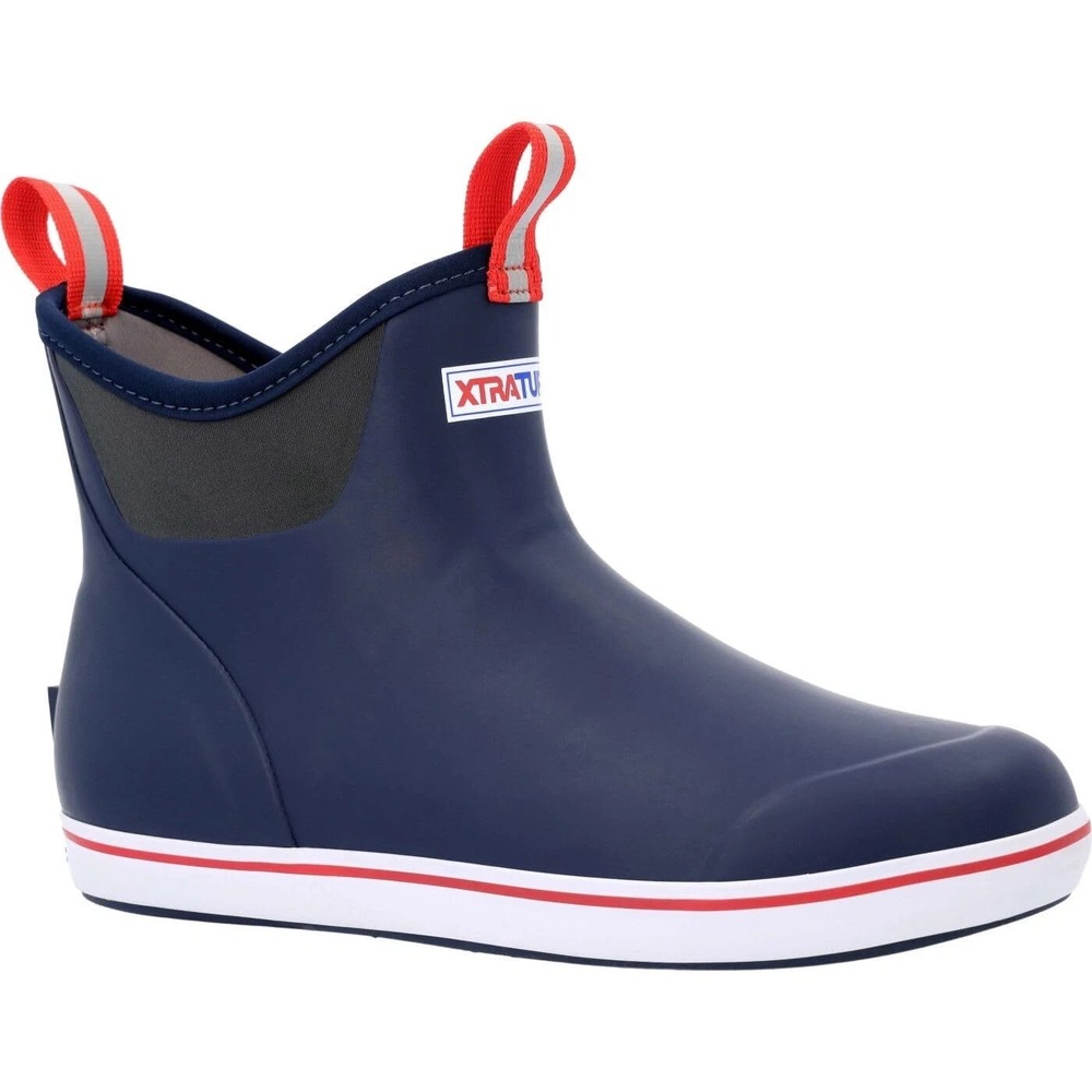 XTRATUF Ankle Deck Boot Mens Size 12 Navy/Red Fishing Boots Waterproof